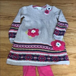 Girls sweater dress with tights